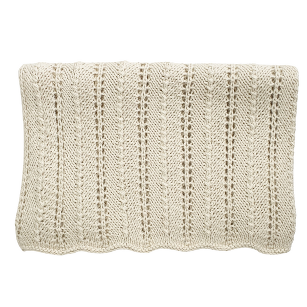 HEIRLOOM Lace 'Alpaca' Blanket - Cloud with Cloud Edge Detail