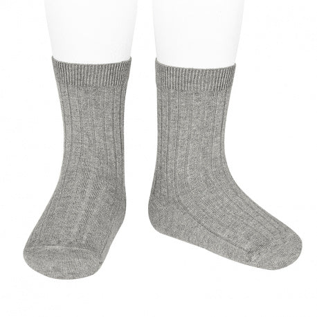 CONDOR SOCKS - Ribbed Short in SILVER MARLE (221)