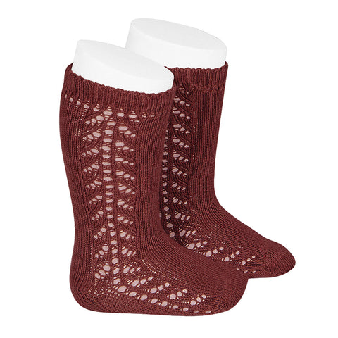 CONDOR SOCKS - Side Lace Knee-High in BURGUNDY (572) [NEW SHADE]