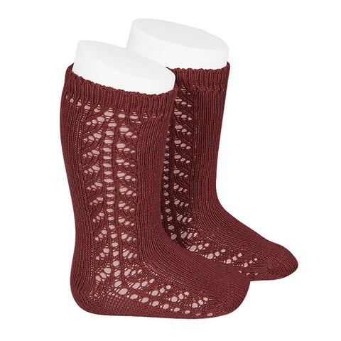 CONDOR SOCKS - Side Lace Knee-High in BURGUNDY (572)