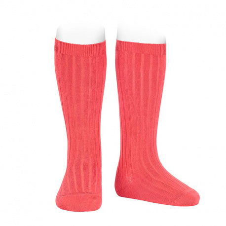 CONDOR SOCKS - Ribbed Knee-High in CORAL (589)