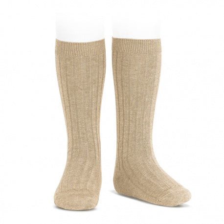 CONDOR SOCKS - Ribbed Knee-High in NOUGAT MARLE (316)