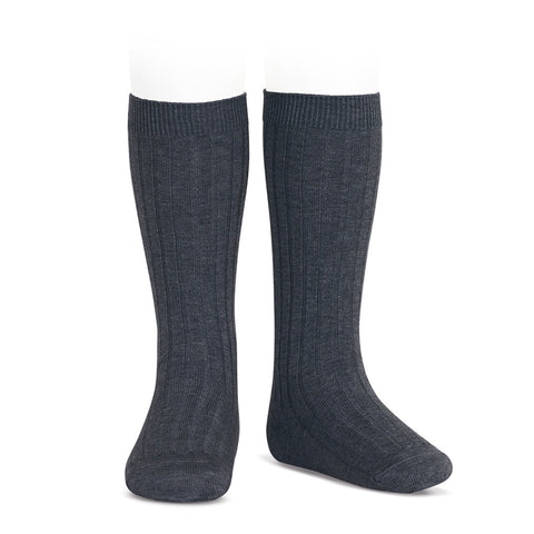 CONDOR SOCKS - Ribbed Knee-High in GRAPHITE MARLE (290)