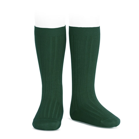 CONDOR SOCKS - Ribbed Knee-High in BOTTLE GREEN (780)