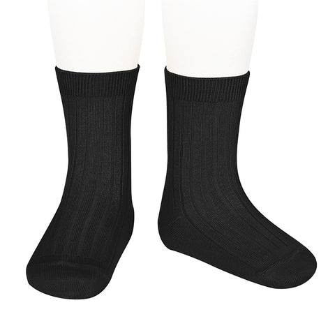 CONDOR SOCKS - Ribbed Short in EBONY (900)