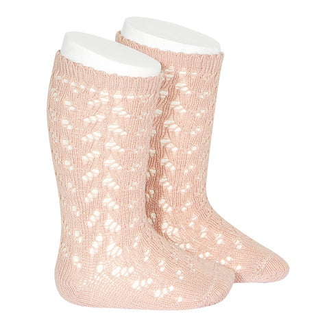 CONDOR SOCKS - Full Lace Knee-High in DUSTY BLUSH (544)