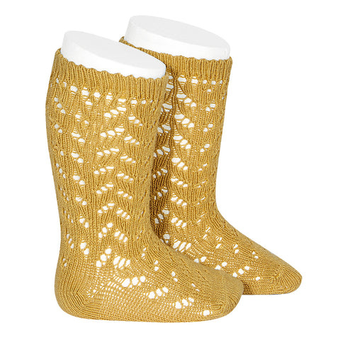 CONDOR SOCKS - Full Lace Knee-High in MOSTAZA (629)