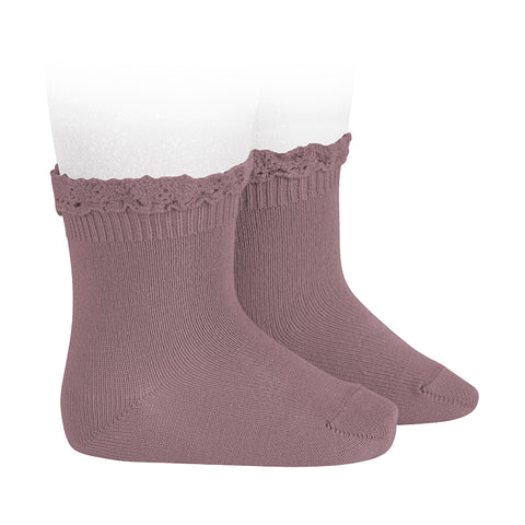 CONDOR SOCKS - Ruffle Lace Edging Short Socks in IRIS (174)