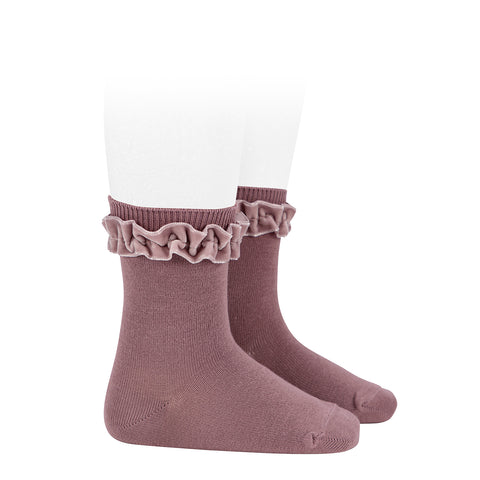 CONDOR SOCKS - Velvet Ruffle Cuff Short in IRIS (174)