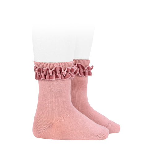 CONDOR SOCKS - Velvet Ruffle Cuff Short in ROSE BLUSH (526)