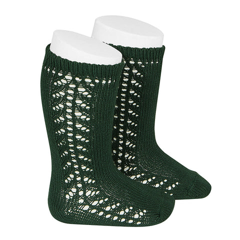 CONDOR SOCKS - Side Lace Knee-High in BOTTLE GREEN (780)