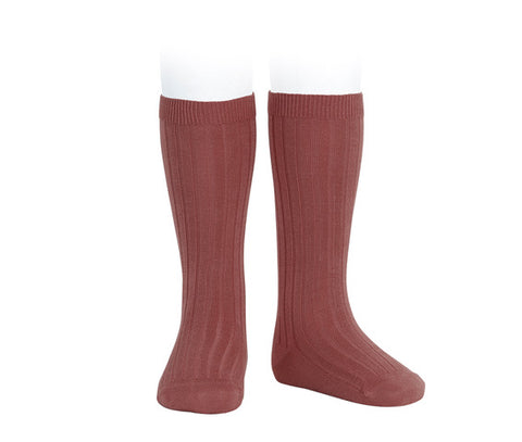 CONDOR SOCKS - Ribbed Knee-High in MARSALA (599)