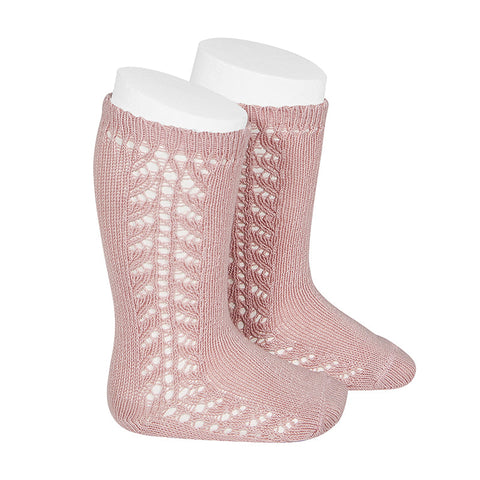 CONDOR SOCKS - Side Lace Knee-High in ROSE BLUSH (526) - (SIZE 1 ONLY)