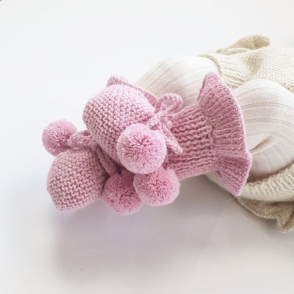 MIMI Frilled 'Alpaca' Baby Booties - Dyelot 2 Candy Pink NB (LAST SIZE)
