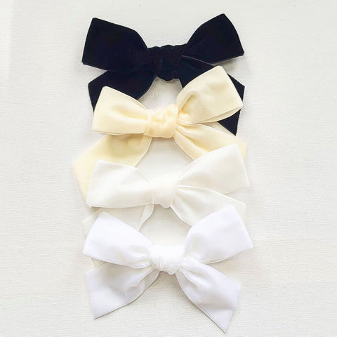 LUCIA 'Velvet' Hair Bow Clip - Large - Neutral Shades