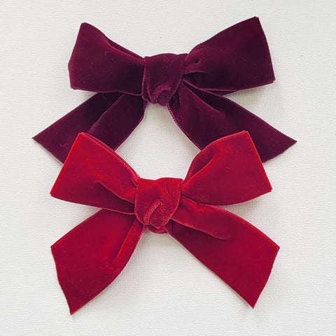 LUCIA 'Velvet' Hair Bow Clip - Large - Red Shades