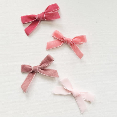 LUCIA 'Velvet' Hair Bow Clip (SET OF 2) - Small - Pink Shades