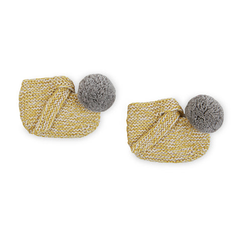ARLO 'Alpaca' Baby Booties - Marbled Acid Yellow & Silver Pom (TWO SIZES LEFT)