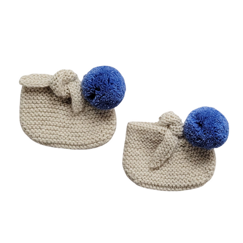 ARLO 'Alpaca' Baby Booties - Cloud & Azure Pom