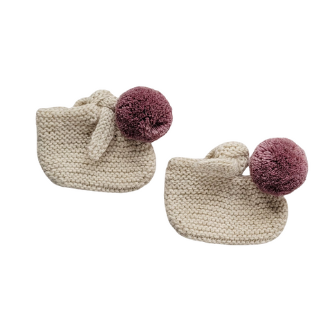 ARLO 'Alpaca' Baby Booties - Cloud & Periwinkle Pom