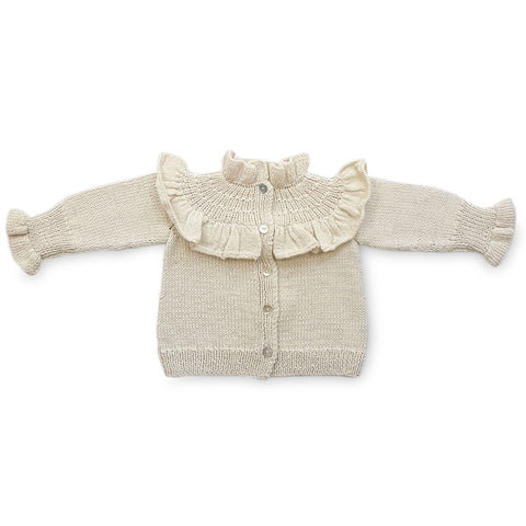 VICTORIA Frilled 'Alpaca' Cardigan - Cloud