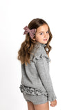 GWENDOLYN Frilled 'Alpaca' Jumper - Silver (BIG SIZES)(TWO SIZES LEFT)