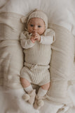 ARLO Pom 'Baby Alpaca' Booties - Linen & Cloud