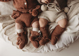 MIMI Frilled 'Alpaca' Baby Booties - Terracotta