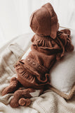 MIMI Frilled 'Alpaca' Baby Booties - Terracotta