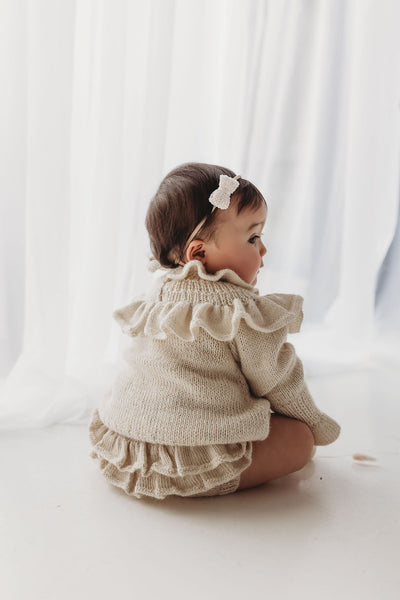 GWENDOLYN Frilled 'Alpaca' Jumper - Cloud (SMALL SIZES)