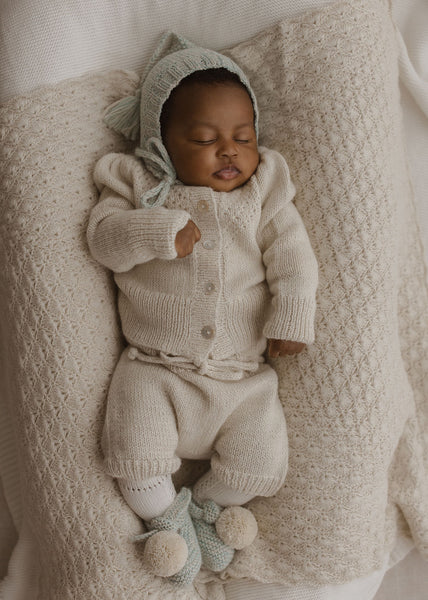 MAXIMUS 'Baby Alpaca' Bonnet - Mint & Cloud