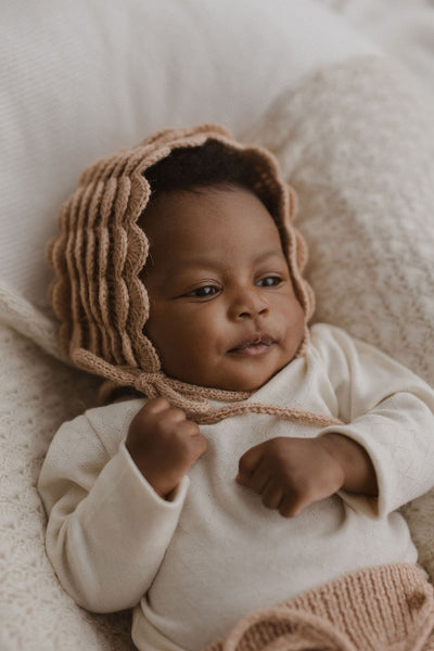 MARISOL Layered 'Baby Alpaca' Bonnet - Dusty Blush
