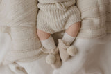 ARLO Pom 'Baby Alpaca' Booties - Linen & Cloud