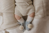 ARLO Pom 'Baby Alpaca' Booties - Powder Blue & Cloud
