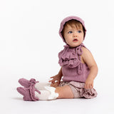 MIMI Frilled 'Pima Cotton' Booties - Orchid