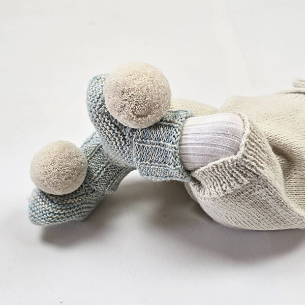 CLEO Pom 'Baby Alpaca' Booties - Mint & Cloud