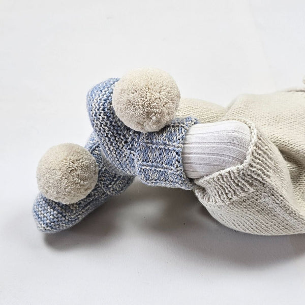 CLEO Pom 'Baby Alpaca' Booties - Powder Blue & Cloud