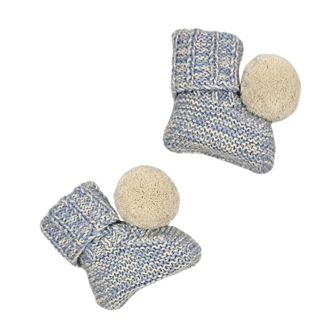 CLEO Pom 'Baby Alpaca' Booties - Powder Blue & Cloud