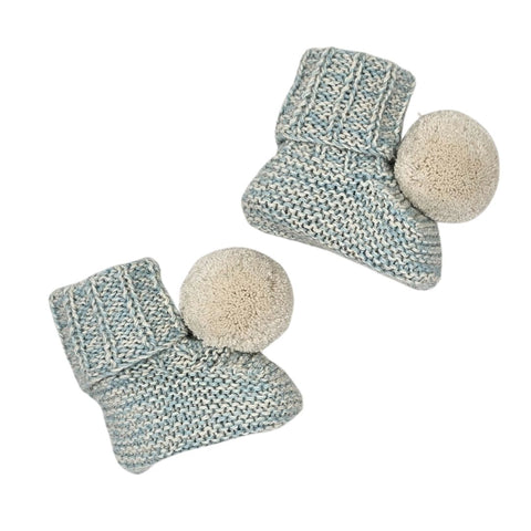 CLEO Pom 'Baby Alpaca' Booties - Mint & Cloud