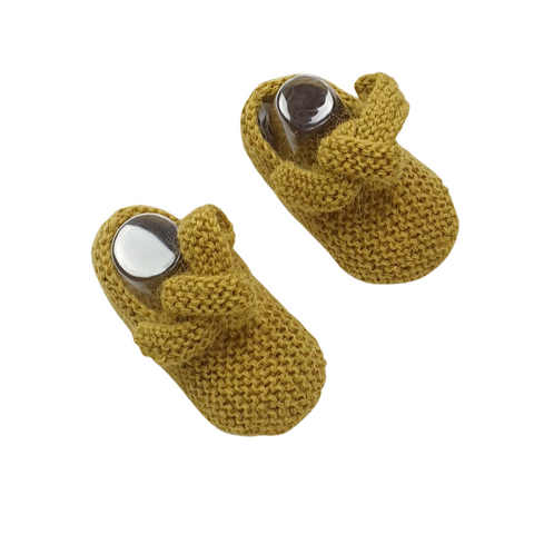 GET KNOTTED 'Alpaca' Baby Booties - Dyelot 2 Acid Yellow 0-6M (LAST PAIR)