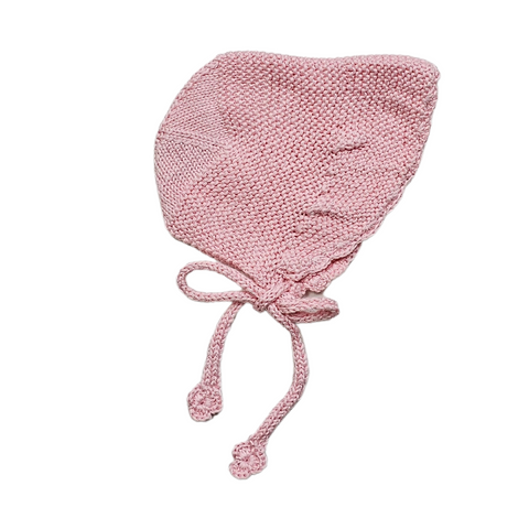 MADELEINE Frilled 'Pima Cotton' Bonnet - Petal Pink