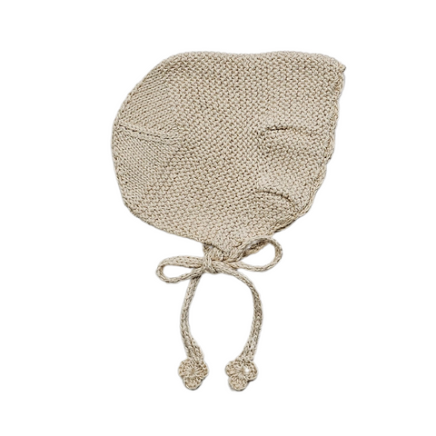 MADELEINE Frilled 'Pima Cotton' Bonnet - Linen