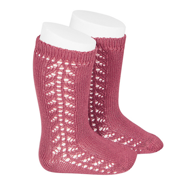 CONDOR SOCKS - Side Lace Knee-High in CRIMSON (521) [NEW SHADE]