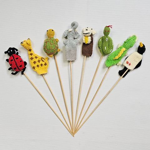 ANIMAL FINGER PUPPETS (LOT 1) - Hand Knitted in Pima Cotton
