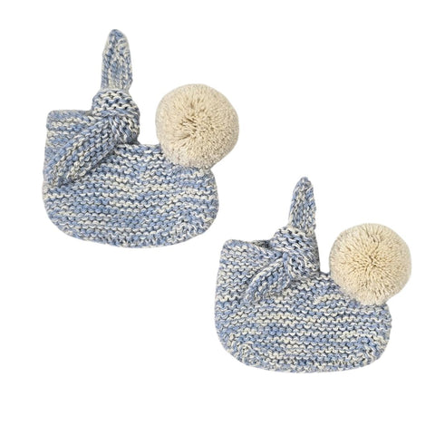 ARLO Pom 'Baby Alpaca' Booties - Powder Blue & Cloud