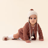 ARLO 'Alpaca' Baby Booties - Cloud & Terracotta Pom