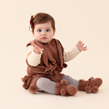 MIMI Frilled 'Alpaca' Baby Booties - Terracotta