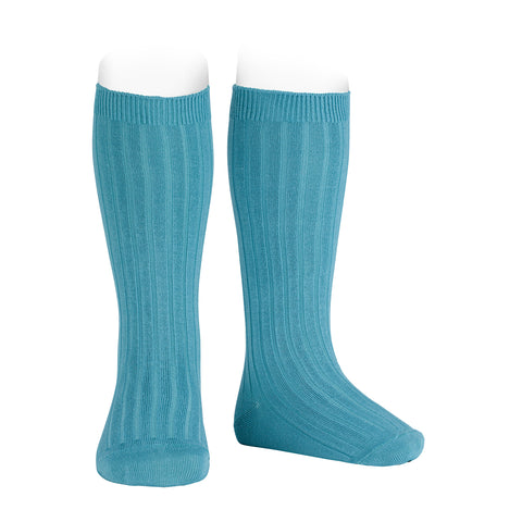 CONDOR SOCKS - Ribbed Knee-High in STONE BLUE (435)