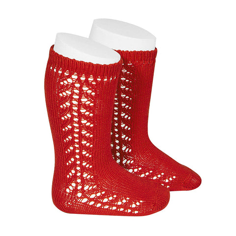 CONDOR SOCKS - Side Lace Knee-High in CHERRY (550)