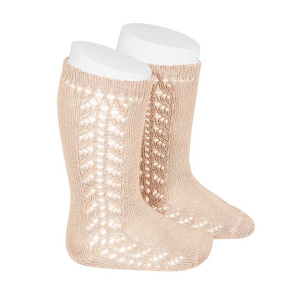 CONDOR SOCKS - Side Lace Knee-High in POWDER PINK (674)
